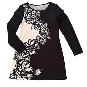 Aryeh Black & white flower print sweater dress women's L